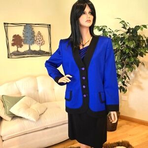 COPY - Vintage Harve Bernard Royal Blue & Black Profesdional Woman's Suit, Size…